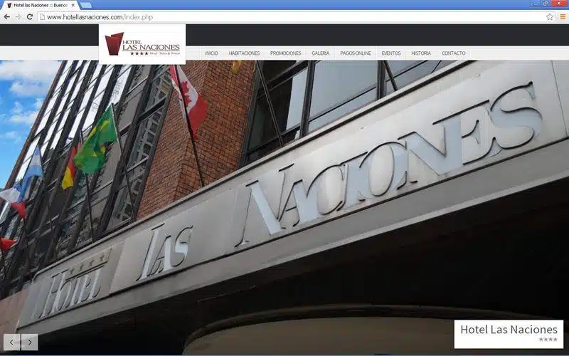 Hotel Las Naciones, nuevo web site con pagos online