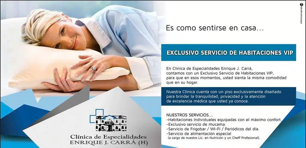 Encuesta habitaciones VIP, Clinica Carrá