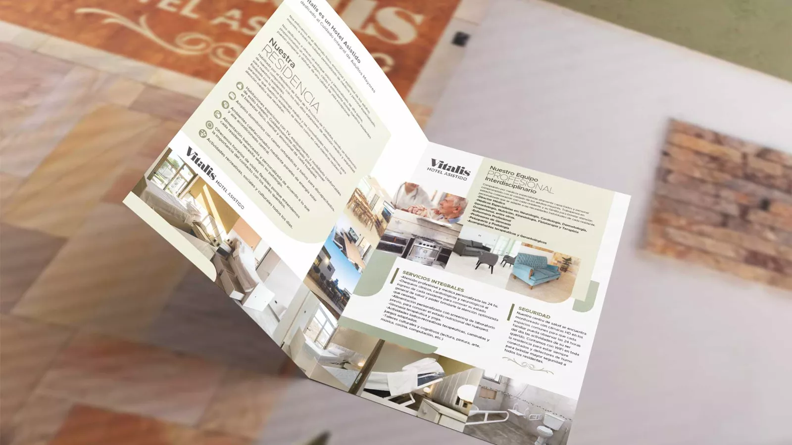 Desarrollo de brochure y comercial audiovisual para Vitalis, hotel asistido. Porteña (Córdoba)